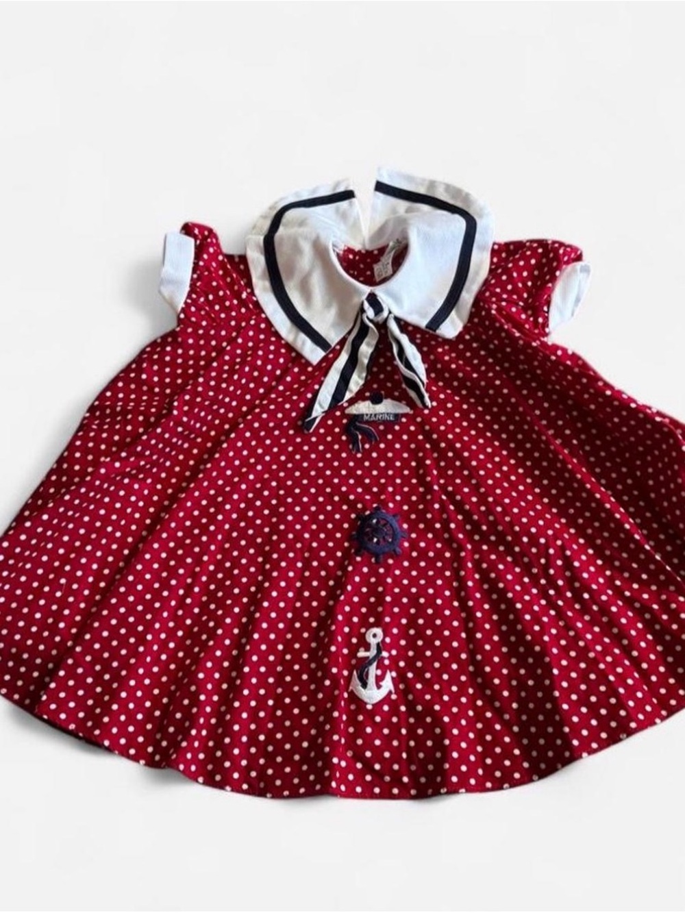 Vintage Peaches n Cream Sailor Dress 2T Nautical